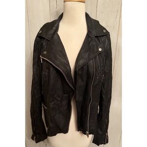 Kut From The Kloth Womens‎ Faux Leather Moto Jacket Size M Black Front Zippers